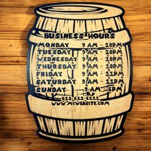 Load image into Gallery viewer, Sign - BLACK - PERSONALIZED - Wine Barrel - Restaurant Business Cafe Bistro Bar Tavern Fast Food Slow Food BBQ Signs