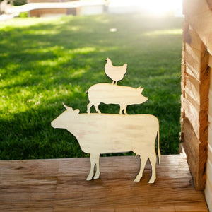 Farm Animals Raw Wood Cutout Sign 13x14 Wall Art