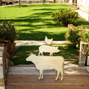 Farm Animals Raw Wood Cutout Sign 13x14 Wall Art