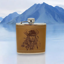 Load image into Gallery viewer, 6oz Native Warrior Leather Flask KLB