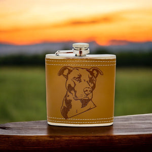 6oz Pitbull Leather Flask KLB