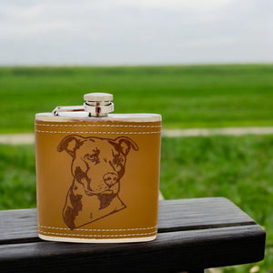 6oz Pitbull Leather Flask KLB