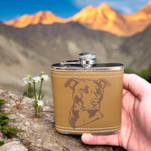 Load image into Gallery viewer, 6oz Pitbull Leather Flask KLB