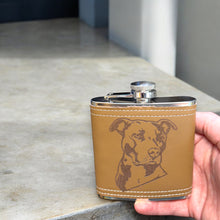 Load image into Gallery viewer, 6oz Pitbull Leather Flask KLB