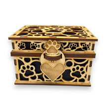 Load image into Gallery viewer, Paw Print Hinged Lid Pet Urn - Birch Wood