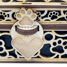 Load image into Gallery viewer, Paw Print Hinged Lid Pet Urn - Birch Wood