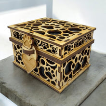 Load image into Gallery viewer, Paw Print Hinged Lid Pet Urn - Birch Wood