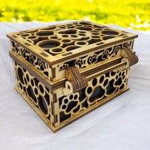 Load image into Gallery viewer, Paw Print Hinged Lid Pet Urn - Birch Wood