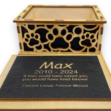 Load image into Gallery viewer, Paw Print Pet Urn - PERSONALIZED - Wood