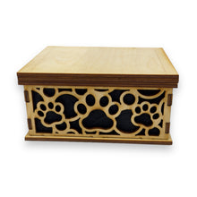 Load image into Gallery viewer, Paw Print Fitted Lid Pet Urn - Birch Wood