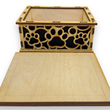 Load image into Gallery viewer, Paw Print Fitted Lid Pet Urn - Birch Wood