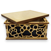 Load image into Gallery viewer, Paw Print Fitted Lid Pet Urn - Birch Wood