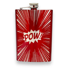 Load image into Gallery viewer, 8oz RED POW Flask Comic Book Novelty