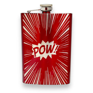 8oz RED POW Flask Comic Book Novelty