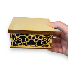 Load image into Gallery viewer, Paw Print Fitted Lid Pet Urn - Birch Wood