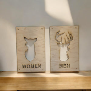 Men and Women Deer Restroom Signs 6x10 (Both Signs)