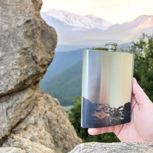 8oz Mt. Rushmore Stainless Steel Flask