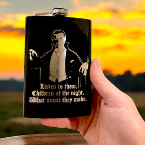 8oz BLACK Children of the Night Flask