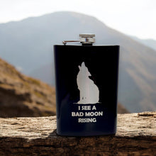 Load image into Gallery viewer, 8oz BLACK I See a Bad Moon Rising Flask