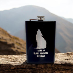 8oz BLACK I See a Bad Moon Rising Flask