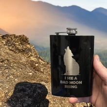 Load image into Gallery viewer, 8oz BLACK I See a Bad Moon Rising Flask