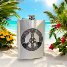 Load image into Gallery viewer, 8oz Celtic Love and Peace Stainless Steel Flask