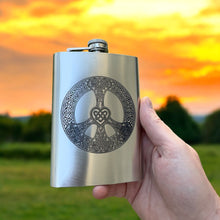 Load image into Gallery viewer, 8oz Celtic Love and Peace Stainless Steel Flask