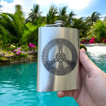 Load image into Gallery viewer, 8oz Celtic Love and Peace Stainless Steel Flask