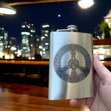 Load image into Gallery viewer, 8oz Celtic Love and Peace Stainless Steel Flask