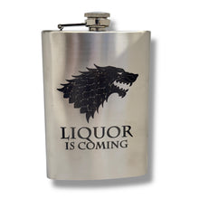 Load image into Gallery viewer, 8oz Liquor Is Coming Stainless Steel Flask