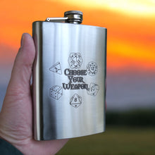 Load image into Gallery viewer, 8oz Choose Your Weapon SS Stainless Steel Flask