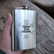 Load image into Gallery viewer, 8oz Choose Your Weapon SS Stainless Steel Flask