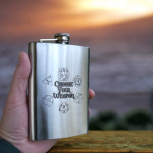 Load image into Gallery viewer, 8oz Choose Your Weapon SS Stainless Steel Flask