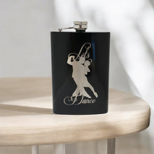 Load image into Gallery viewer, 8oz BLACK Let&#39;s Dance Flask