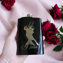 Load image into Gallery viewer, 8oz BLACK Let&#39;s Dance Flask