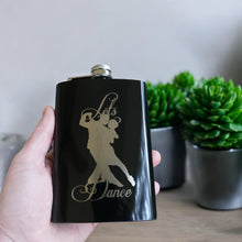 Load image into Gallery viewer, 8oz BLACK Let&#39;s Dance Flask