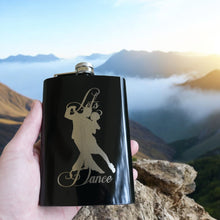 Load image into Gallery viewer, 8oz BLACK Let&#39;s Dance Flask