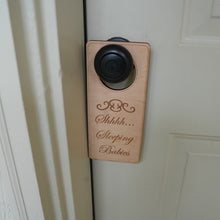 Load image into Gallery viewer, Shh Sleeping Babies Door Sign - Raw Wood