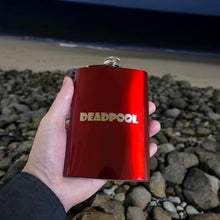 Load image into Gallery viewer, 8OZ Deadpool Flask - BLACK, RED, STAINLESS, OR 6OZ LEATHER