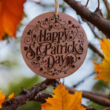 Load image into Gallery viewer, Happy St. Patricks Day - Raw Cedar Ornament 3x3in