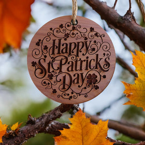 Happy St. Patricks Day - Raw Cedar Ornament 3x3in