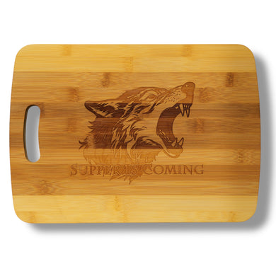 Cutting Board - Supper is Coming 14''x9.5''x.5'' Bamboo