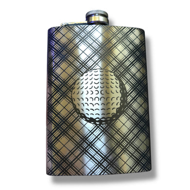 8oz Plaid Golf Stainless Steel Flask