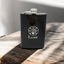 Load image into Gallery viewer, 8oz BLACK Seven Deadly Sins LUST Flask