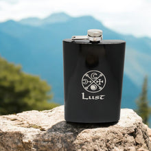 Load image into Gallery viewer, 8oz BLACK Seven Deadly Sins LUST Flask