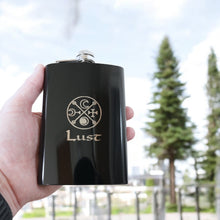 Load image into Gallery viewer, 8oz BLACK Seven Deadly Sins LUST Flask
