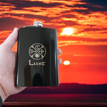 Load image into Gallery viewer, 8oz BLACK Seven Deadly Sins LUST Flask