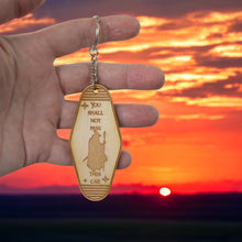 Load image into Gallery viewer, Keychain - You shall not pass this car - Birch wood