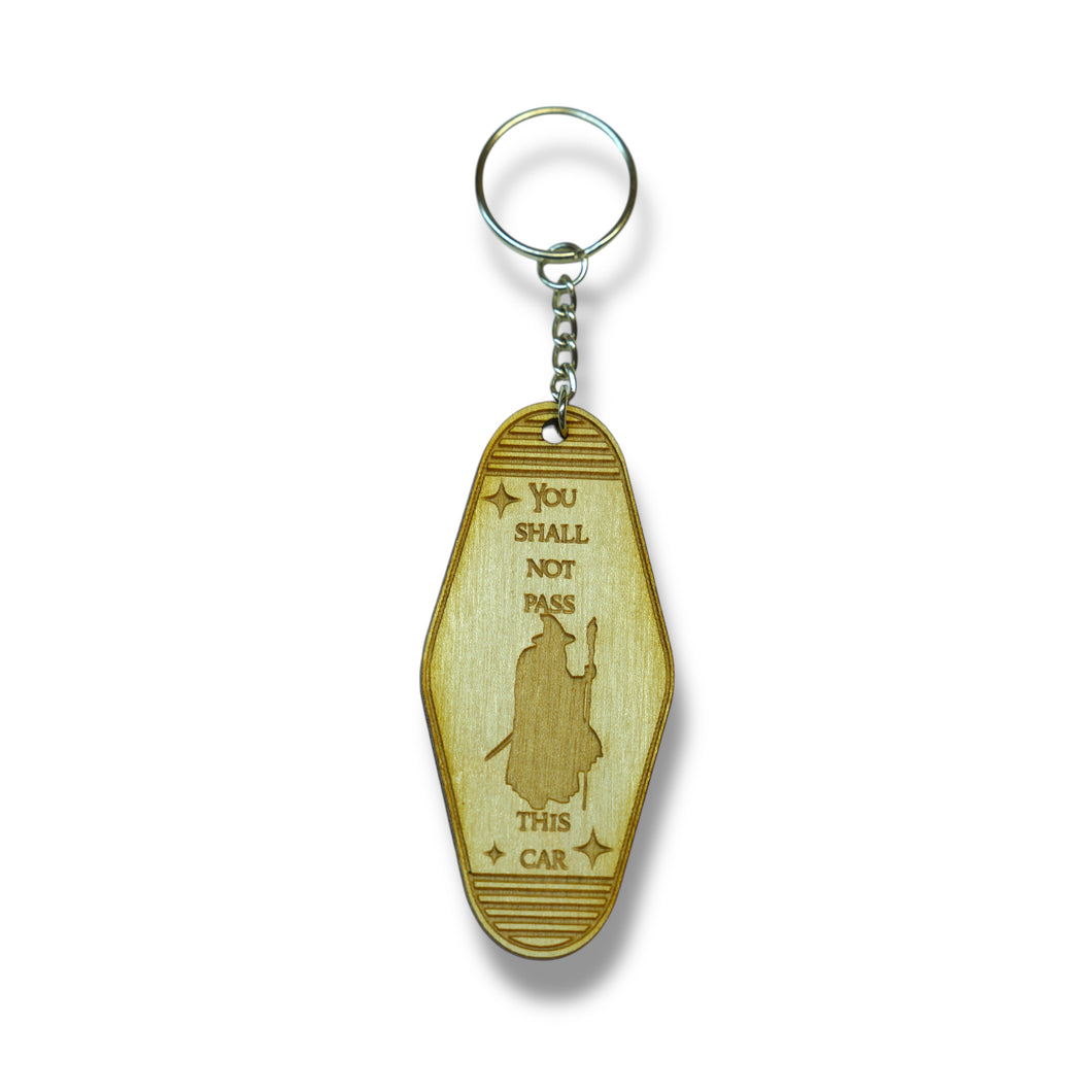 Keychain - You shall not pass this car - Birch wood