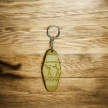 Load image into Gallery viewer, Keychain - Warning to avoid injury dont tell me how to do my job - Birch